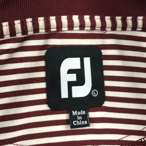 FootJoy Mens Polo Shirt Large Short Sleeve Striped Casual Classic Travel Red - Picture 7 of 13